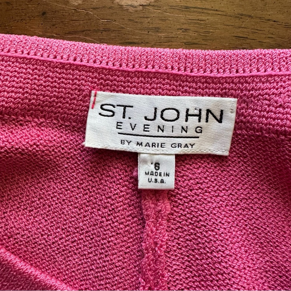 St. John Evening Santana Knit Wide Leg Quiet Luxury Old Money Barbie Pink Pants - Picture 6 of 6
